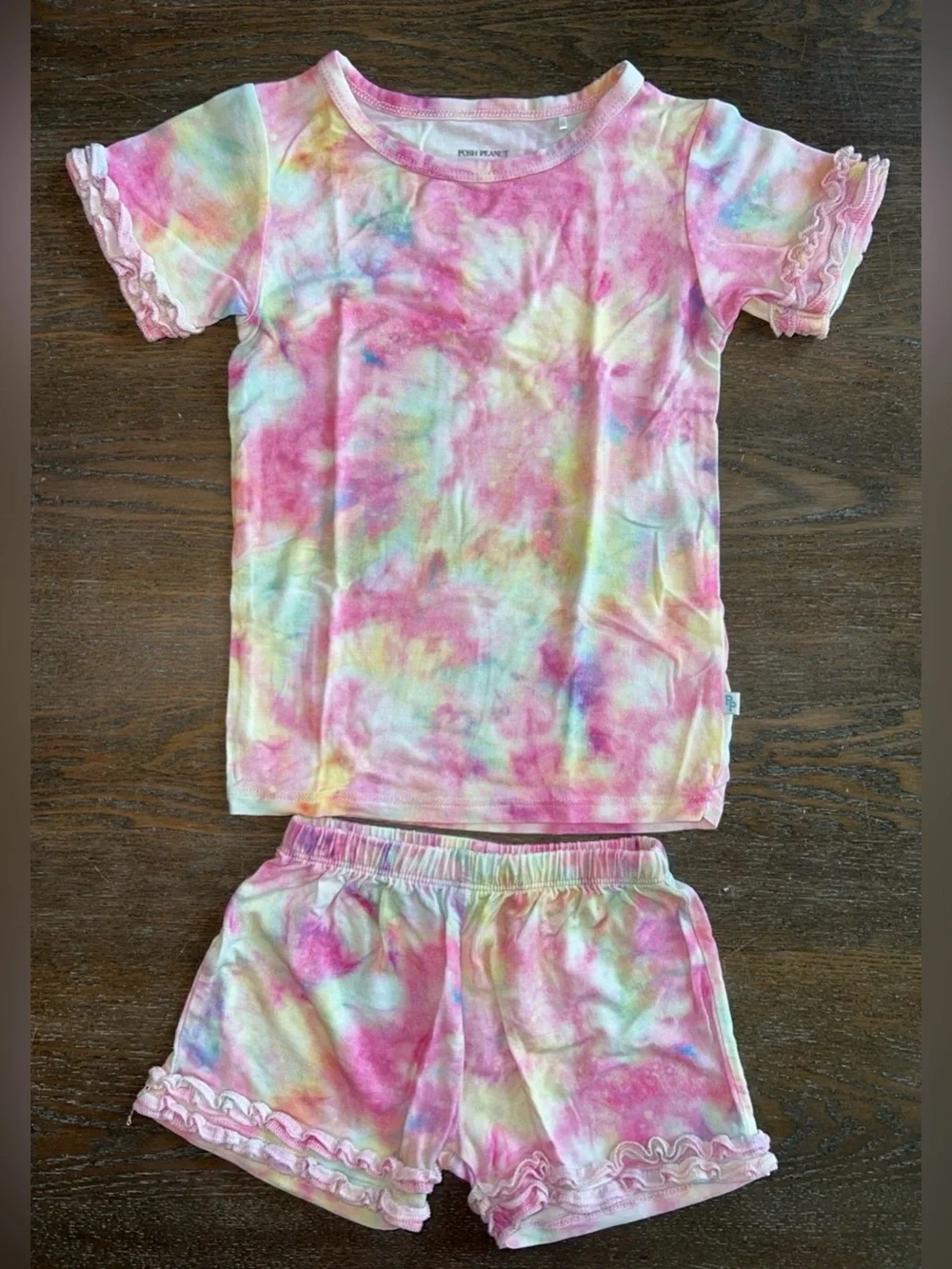 Posh Peanut Joplin 2 Piece Ruffle Short Sleeves and Short PJ Set 2T